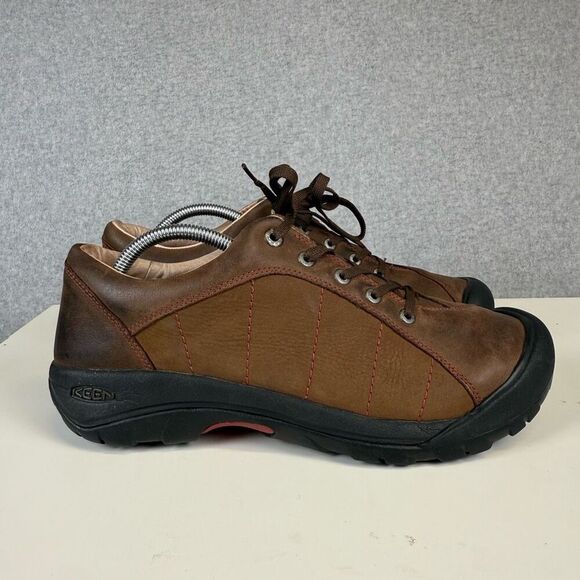 Keen Women's 12 Brown Leather Presidio Shoes Hiking Camping Comfort Lace Up - Picture 1 of 10
